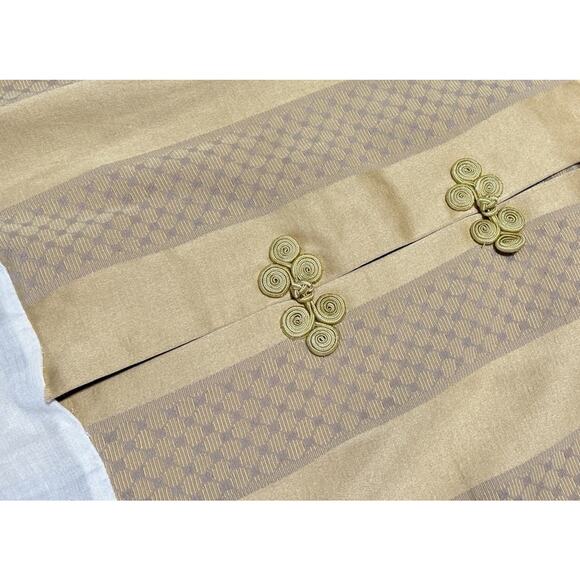 Luxury Queen Sized Bedskirt Gold Embroidered Bedding Chinese Frog Closure Accent - Picture 1 of 13
